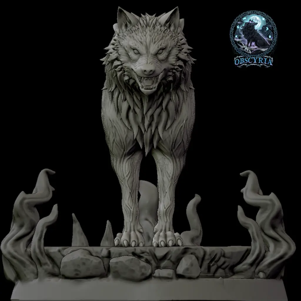 Schattenwolf Figur Resin Druck